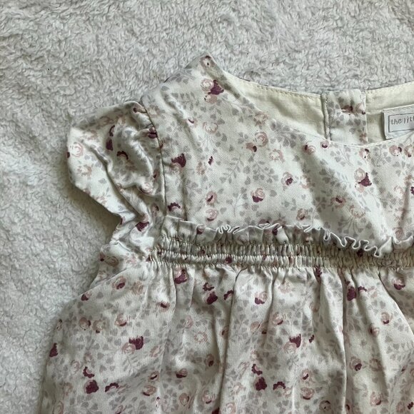 Little White Company Baby Dress 3-6M | Cream Floral Smocked GUC - Picture 2 of 16